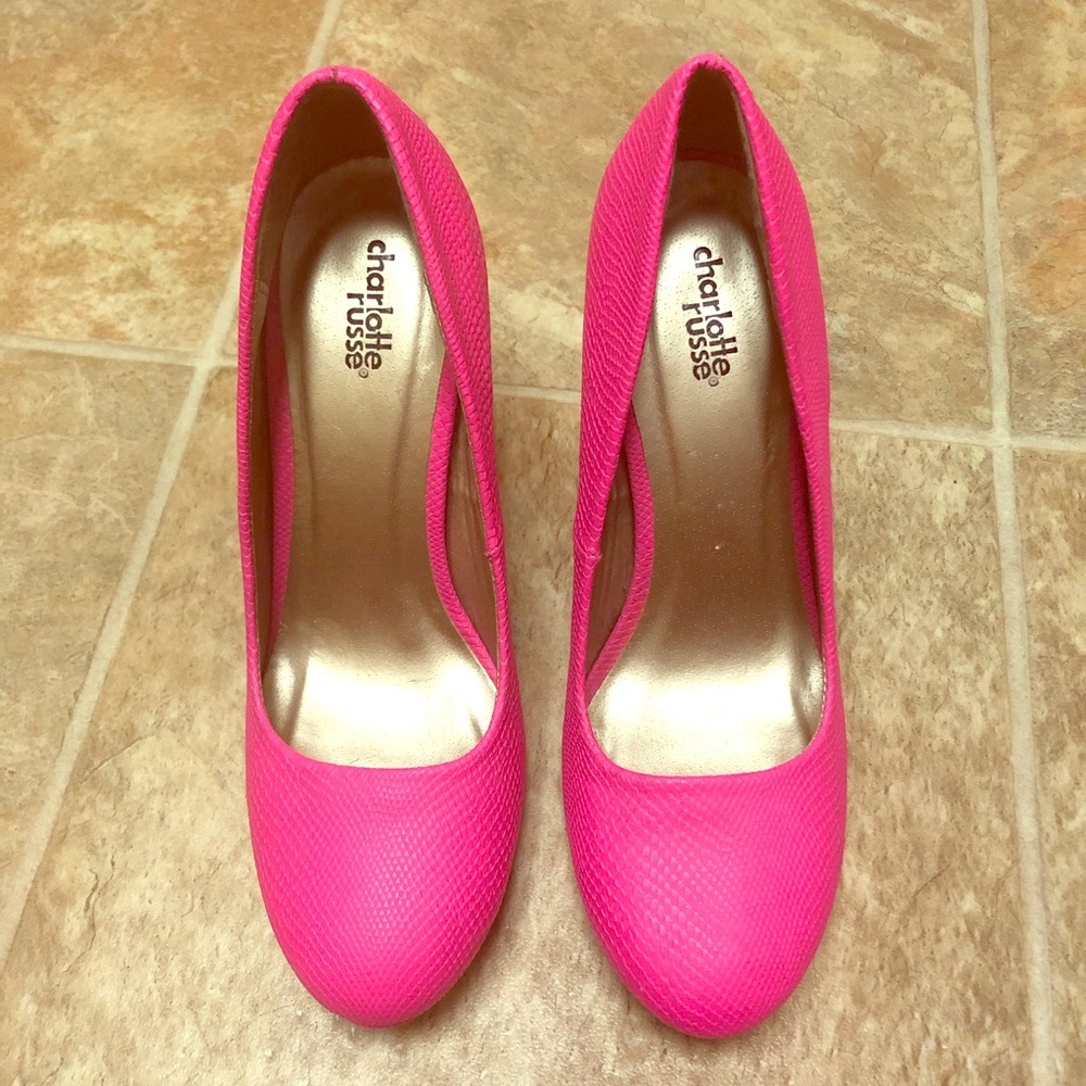 Bright pink pumps